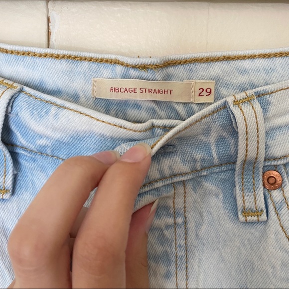 Levi's Ribcage Straight High Waist Ankle Lose your Marbles Acid Wash Jeans 29 - Picture 4 of 8